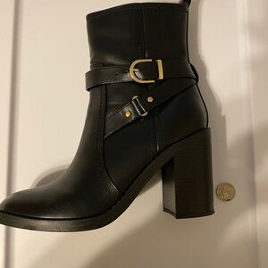 Size 10 black Liz Claiborne boots with gold accents (worn twice)